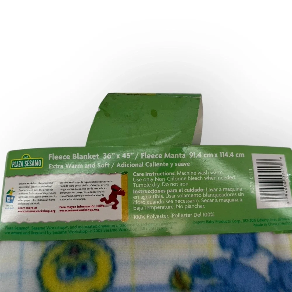 2005 Sesame Street Fleece Baby Blanket Elmo Big Bird Cookie Monster NOS VTG READ